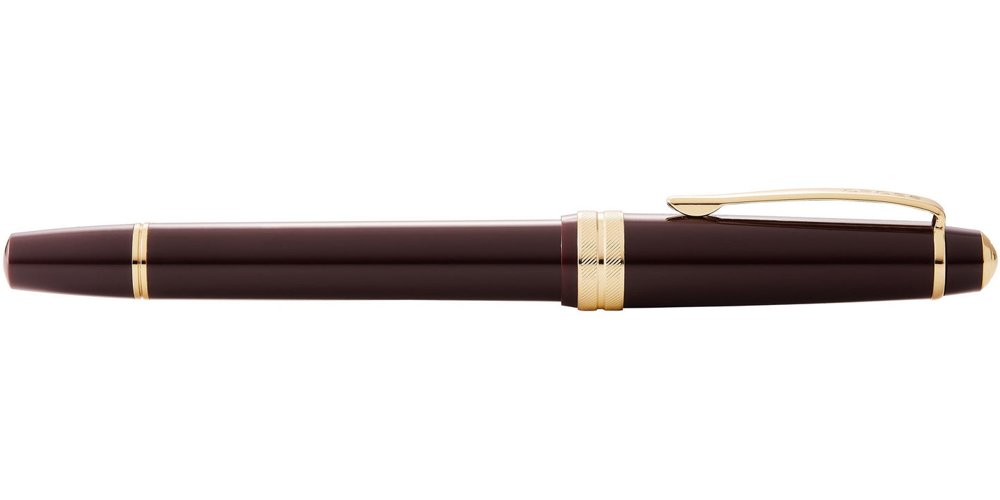 Bailey Light™ Polished Burgundy Resin and Gold Tone Rollerball Pen