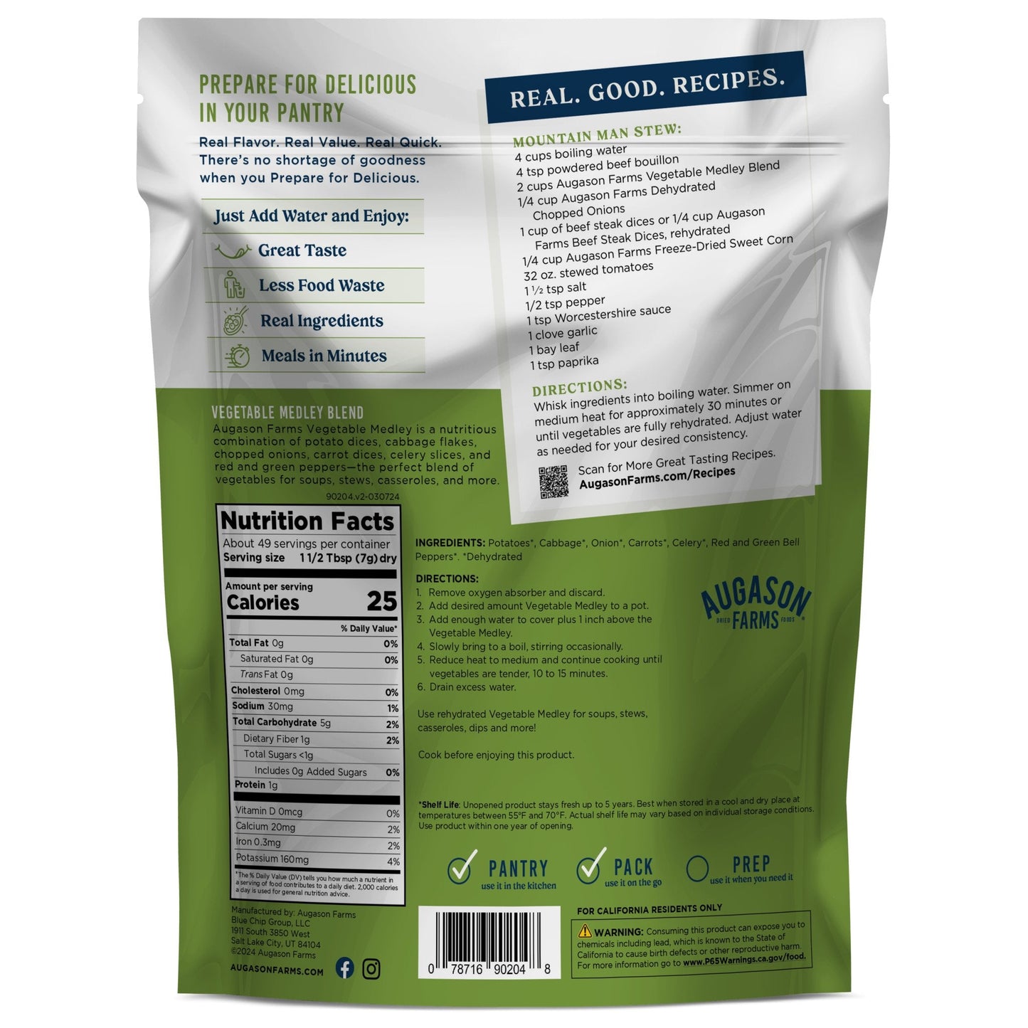 Vegetable Medley Blend Pouch, 49 Servings