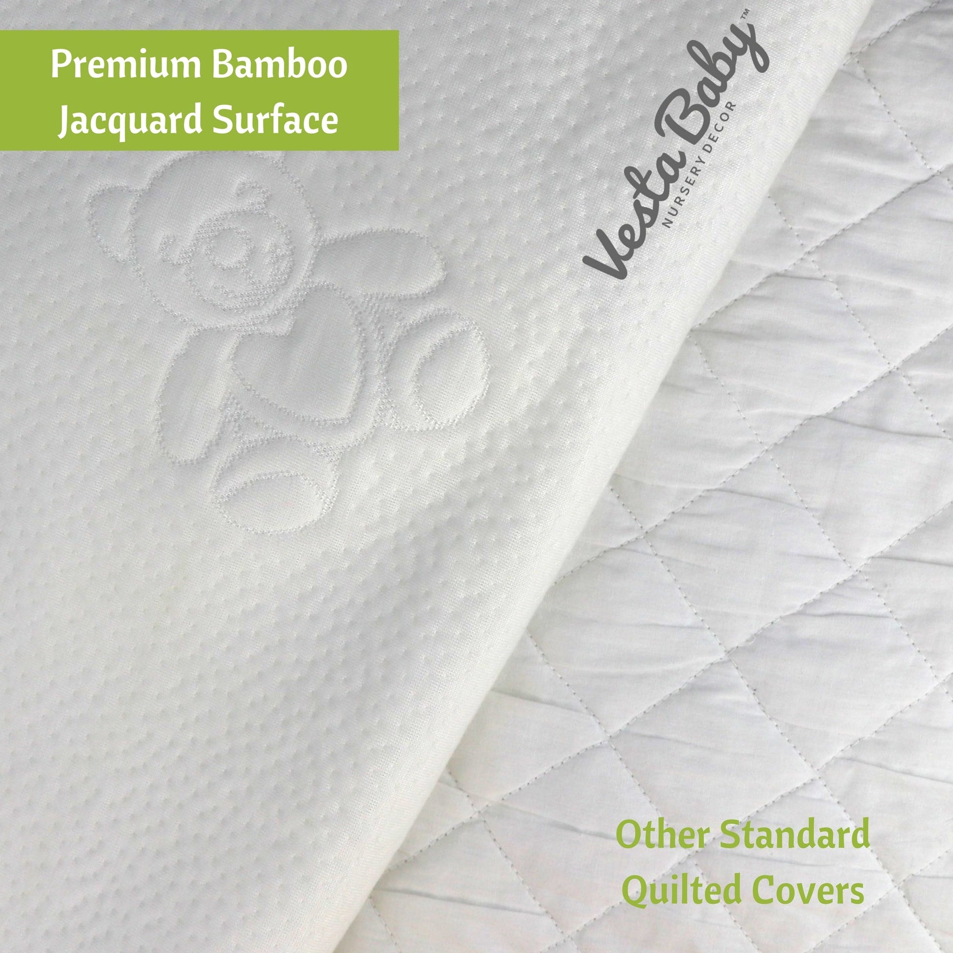 Jacquard Bamboo Crib Mattress Protector 52x28 in - Vesta Baby - Little Red General Store