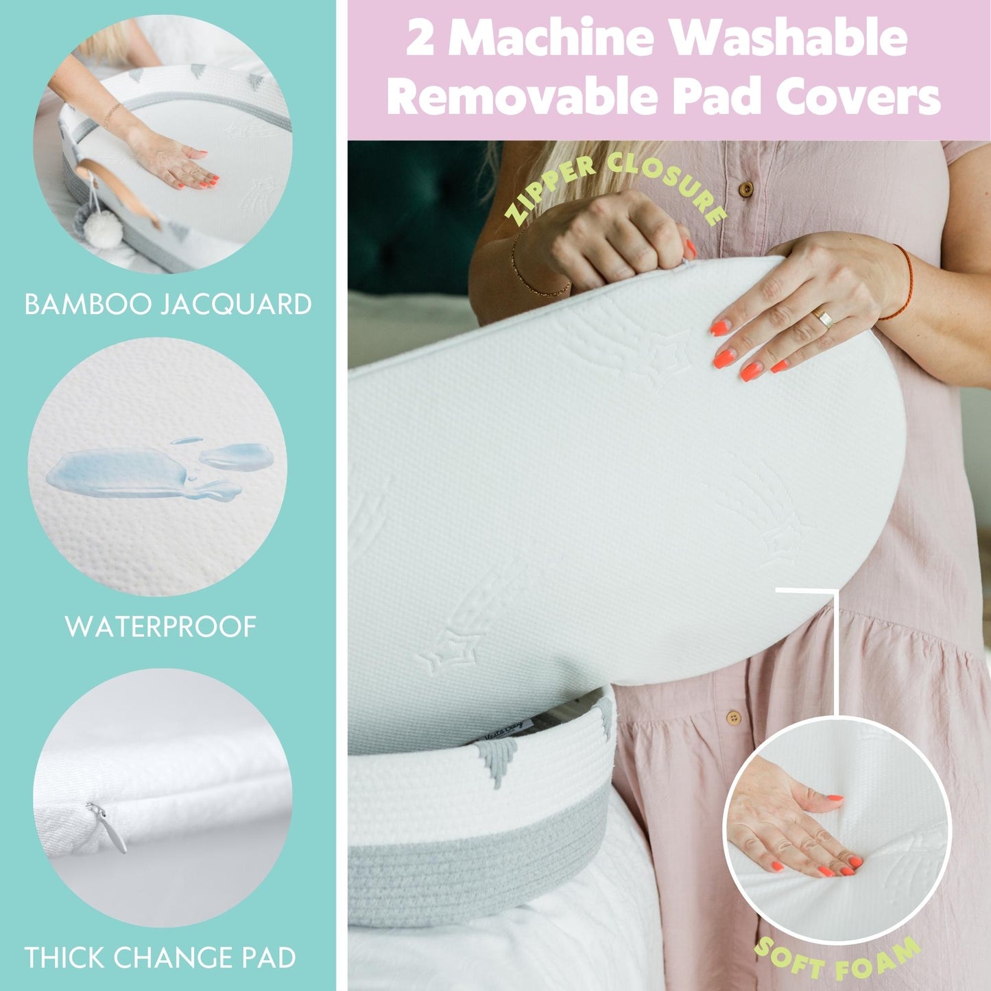 Cotton Rope Baby Changing Basket Set - Vesta Baby - Little Red General Store