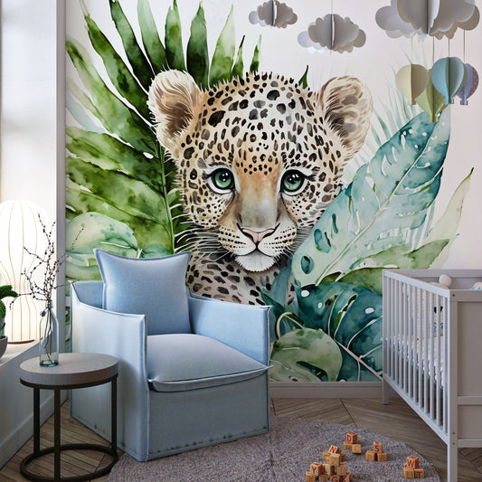 Watercolor Baby Leopard Cub Mural - Vesta Baby - Little Red General Store