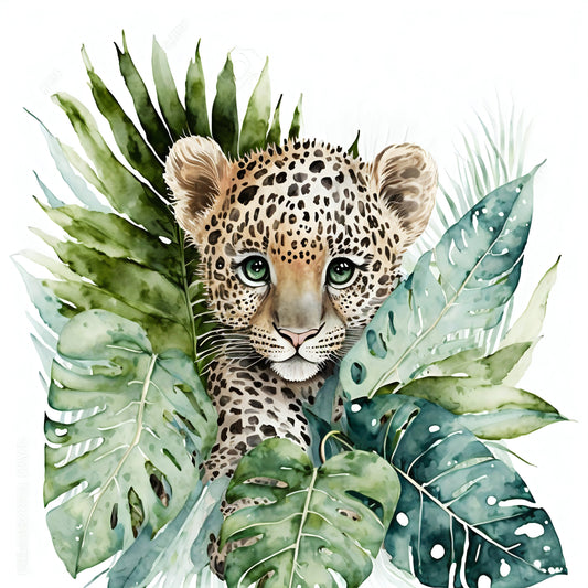 Watercolor Baby Leopard Cub Mural - Vesta Baby - Little Red General Store