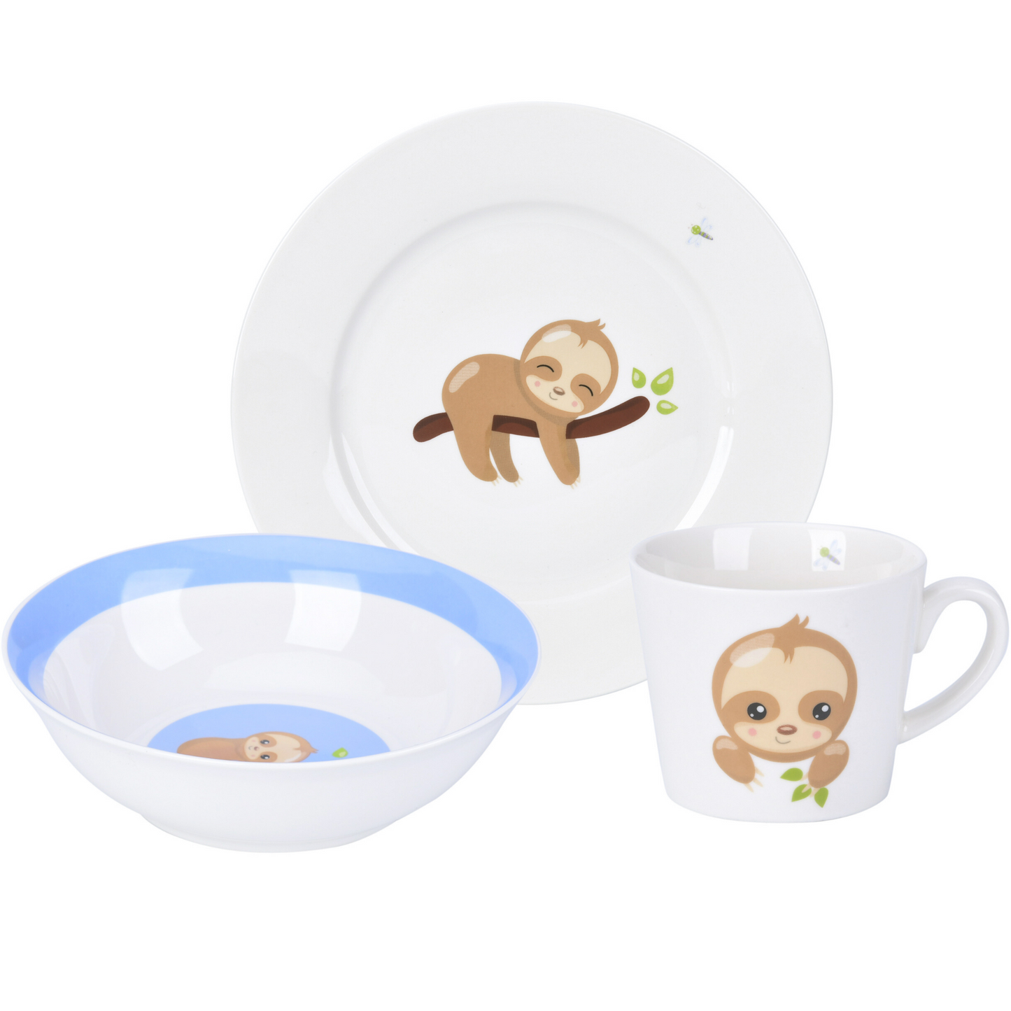 3 Piece Kids Ceramic Dinnerware Set - Sloth - Vesta Baby - Little Red General Store