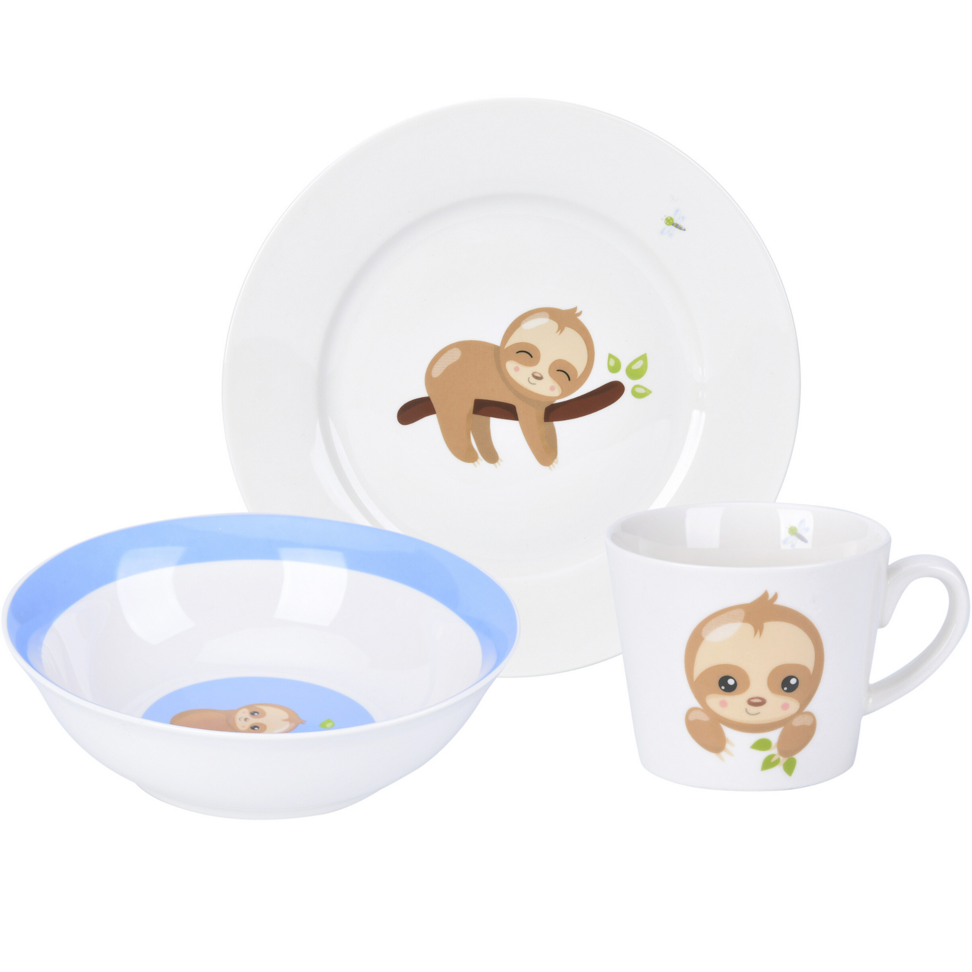 3 Piece Kids Ceramic Dinnerware Set - Sloth - Vesta Baby - Little Red General Store