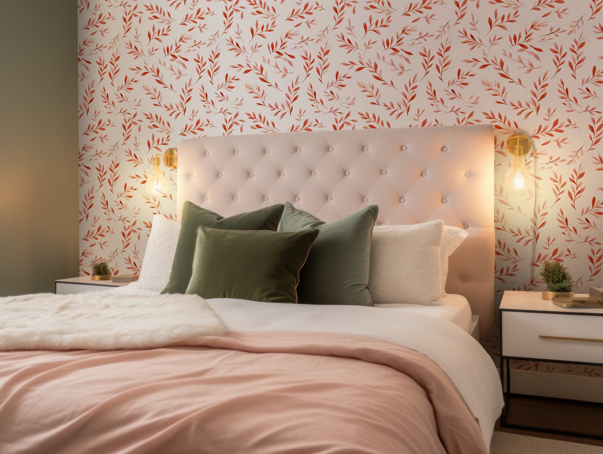 Watercolor Red Leaves Wallpaper - Vesta Baby - Little Red General Store