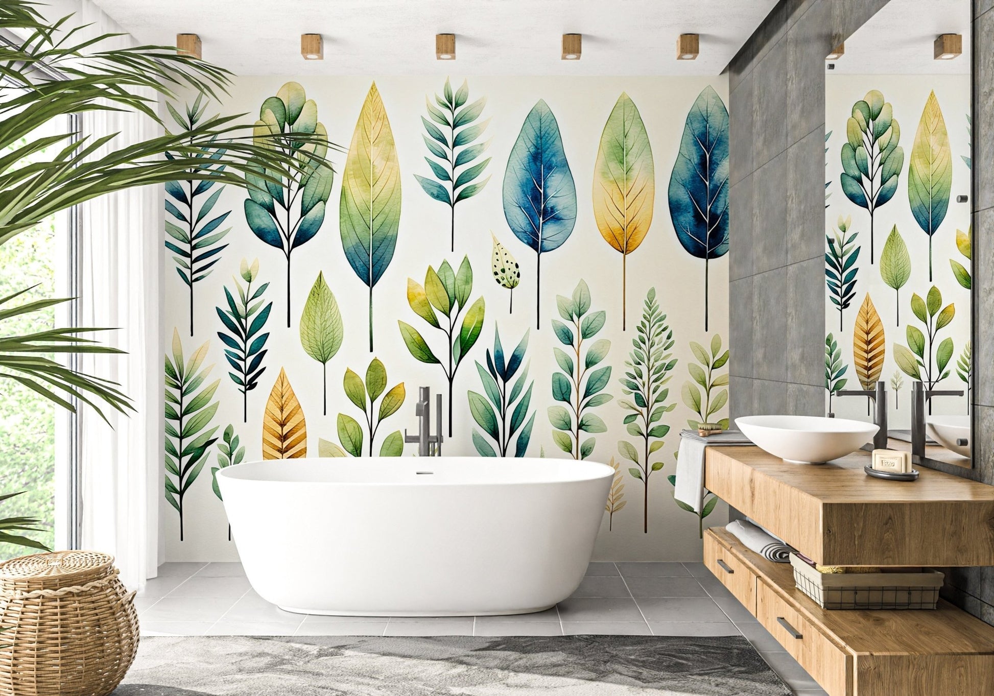 Watercolor Leaves Mural - Vesta Baby - Little Red General Store