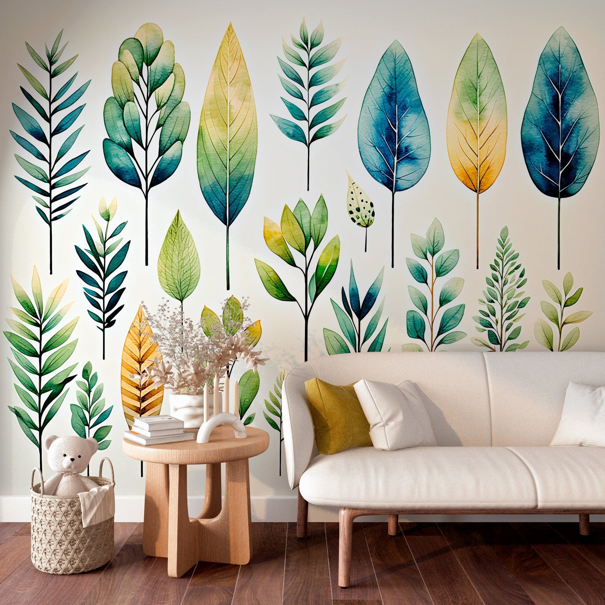 Watercolor Leaves Mural - Vesta Baby - Little Red General Store