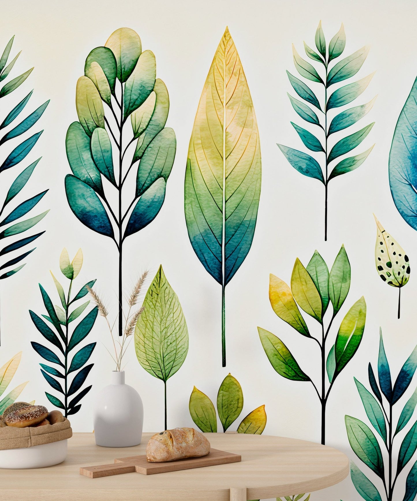 Watercolor Leaves Mural - Vesta Baby - Little Red General Store