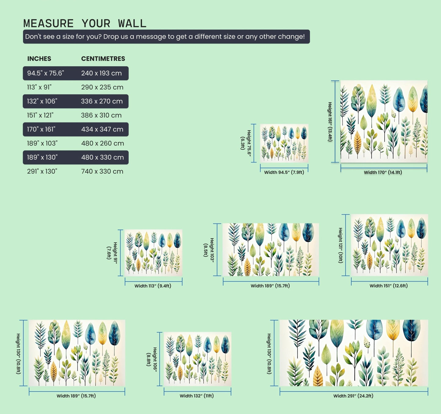 Watercolor Leaves Mural - Vesta Baby - Little Red General Store