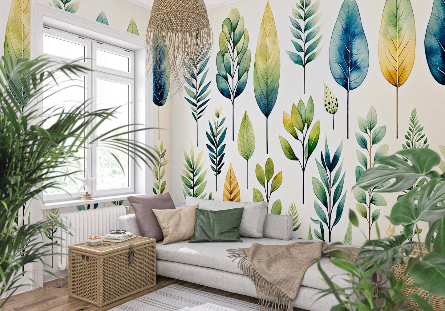 Watercolor Leaves Mural - Vesta Baby - Little Red General Store