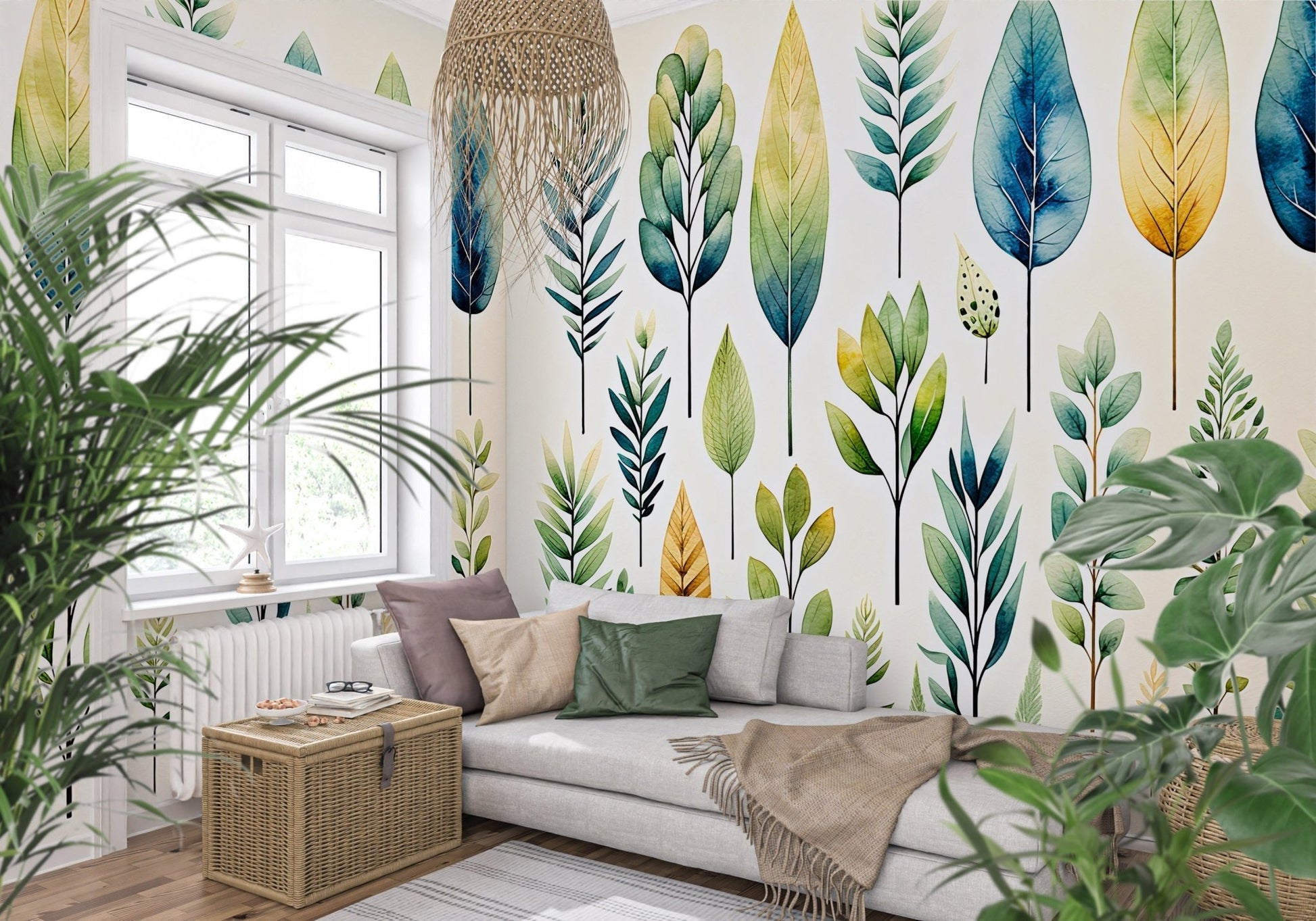 Watercolor Leaves Mural - Vesta Baby - Little Red General Store