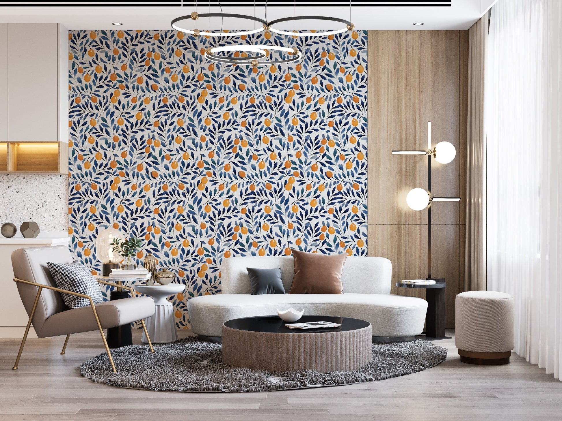 Watercolor Orange Fruit Wallpaper - Vesta Baby - Little Red General Store