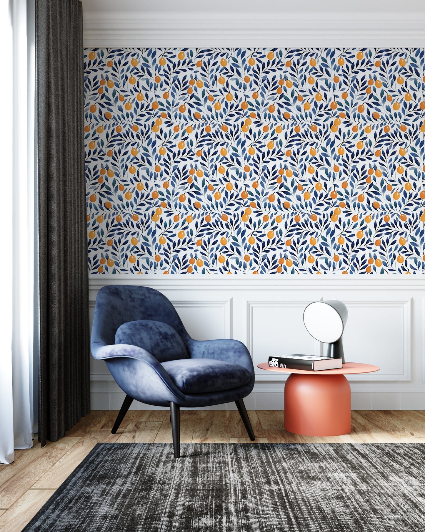 Watercolor Orange Fruit Wallpaper - Vesta Baby - Little Red General Store