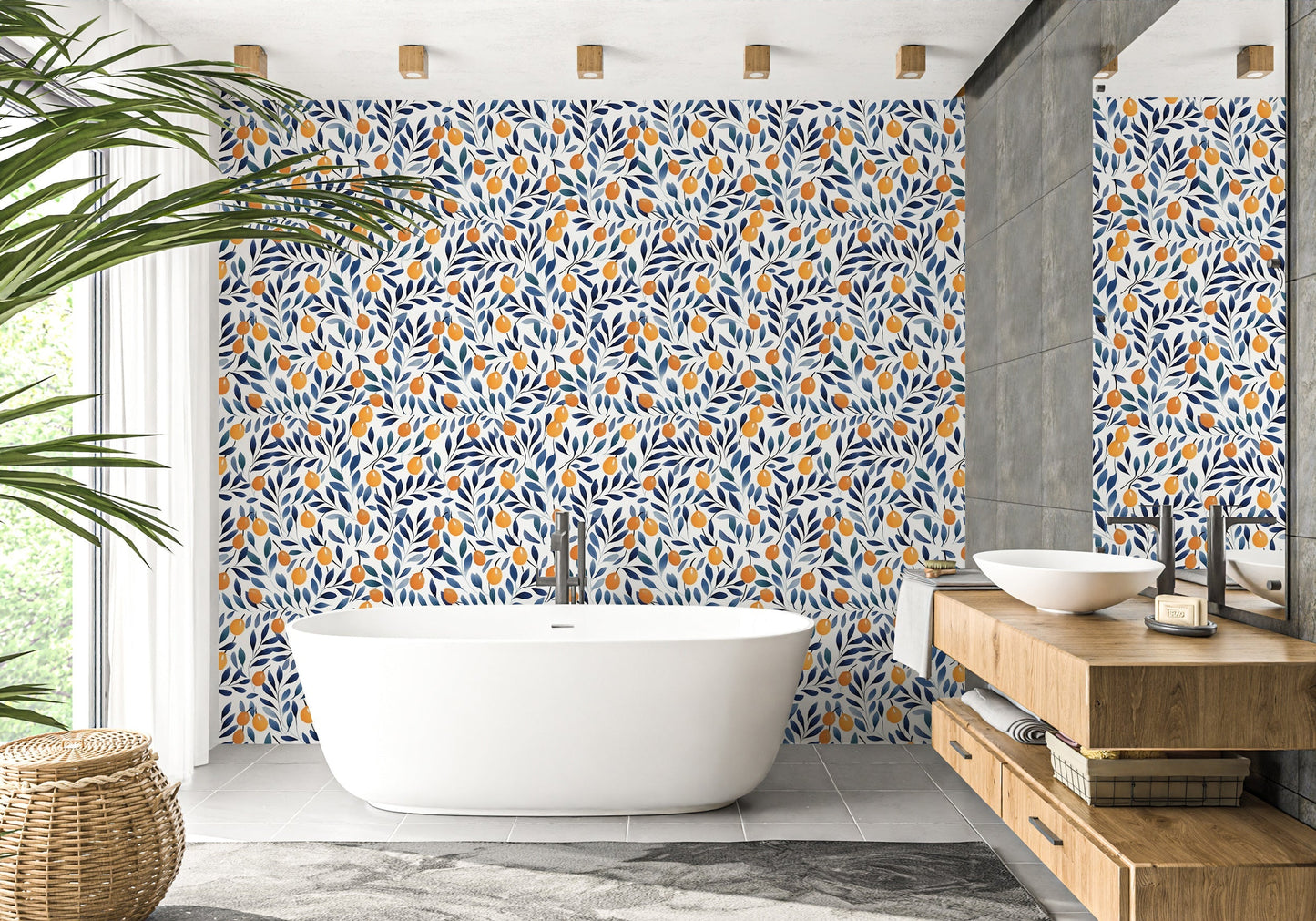 Watercolor Orange Fruit Wallpaper - Vesta Baby - Little Red General Store