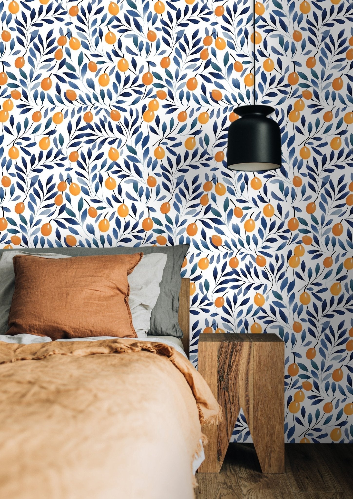 Watercolor Orange Fruit Wallpaper - Vesta Baby - Little Red General Store