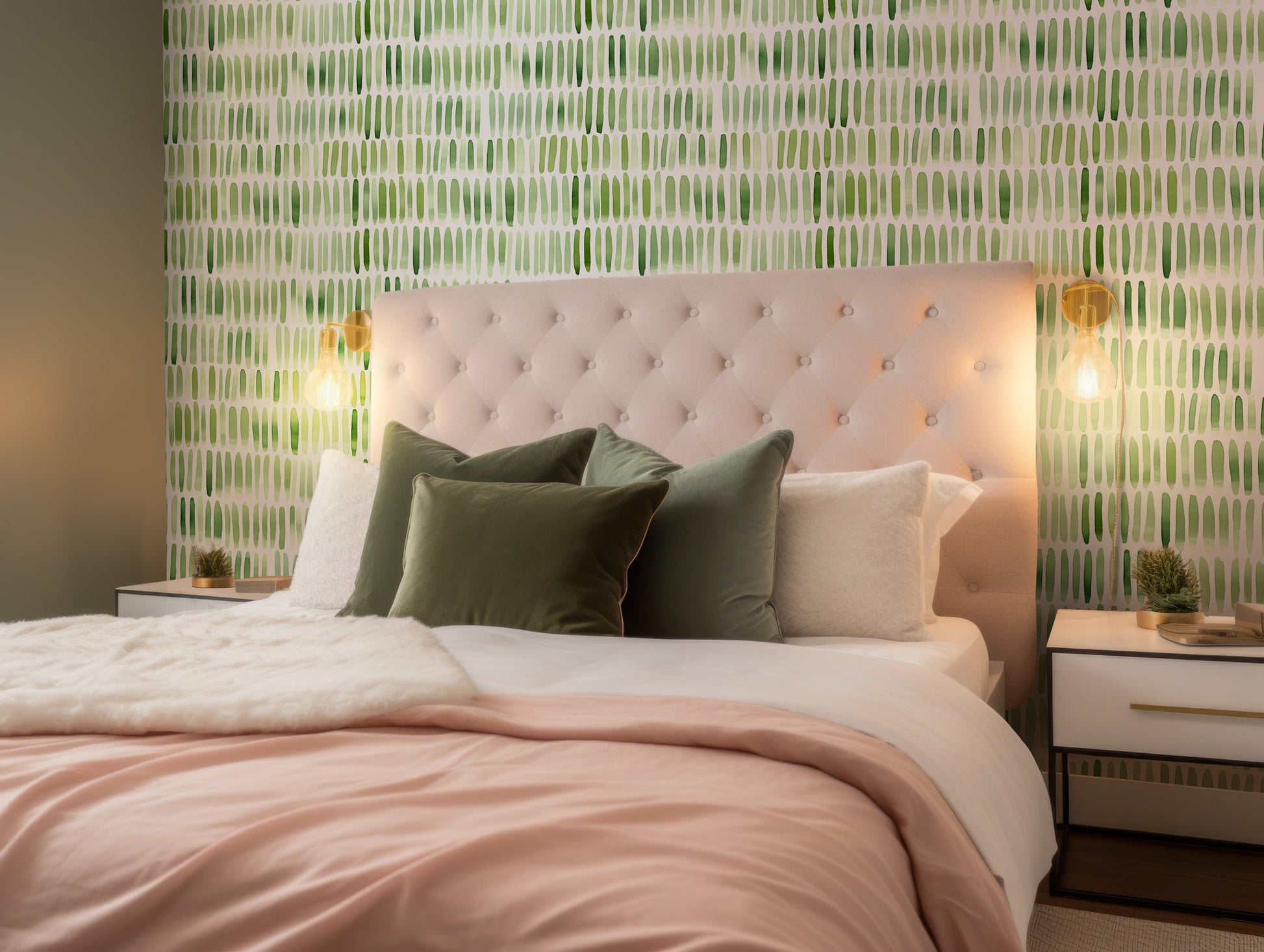 Green Watercolor Brushstroke Pattern Wallpaper - Vesta Baby - Little Red General Store