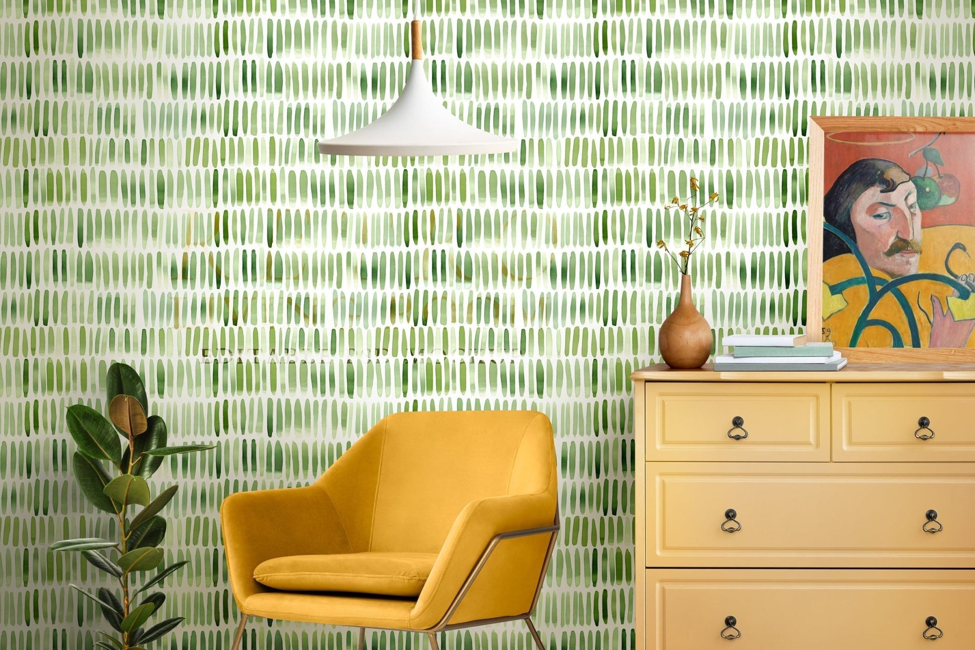 Green Watercolor Brushstroke Pattern Wallpaper - Vesta Baby - Little Red General Store