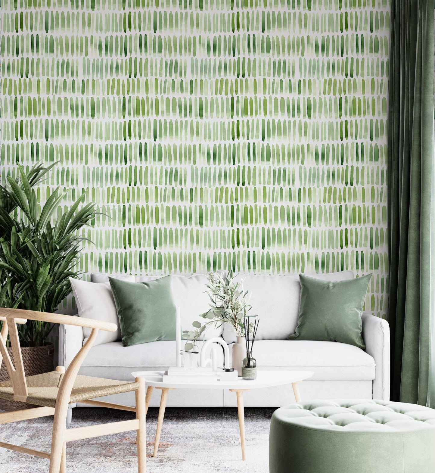 Green Watercolor Brushstroke Pattern Wallpaper - Vesta Baby - Little Red General Store