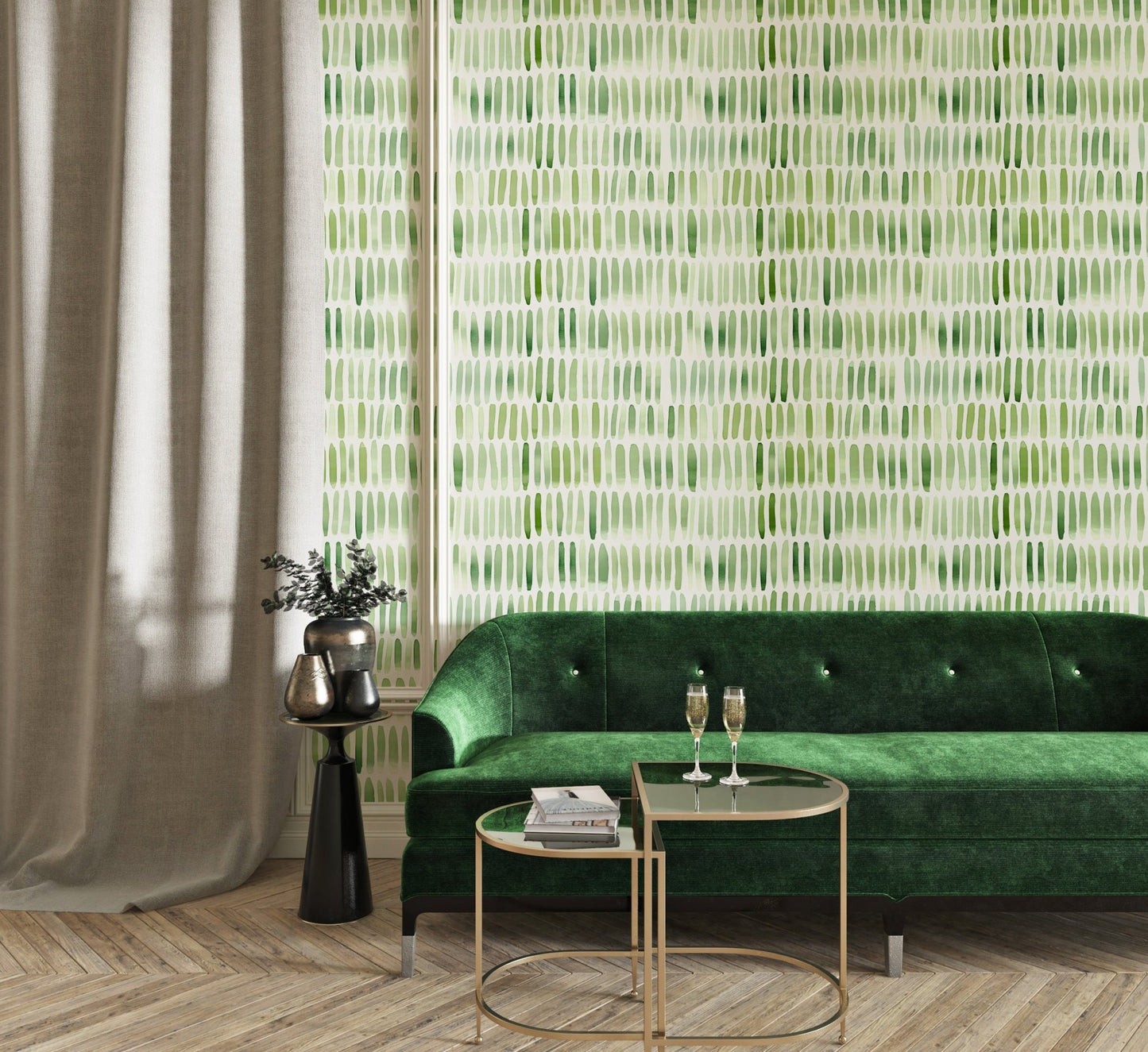 Green Watercolor Brushstroke Pattern Wallpaper - Vesta Baby - Little Red General Store