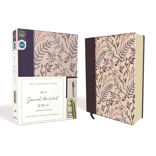 NIV, Journal the Word Bible, Cloth Over Board, Pink Floral, Red Letter Edition, Comfort Print: Reflect, Take Notes, or Create Art Next to Your Favorit