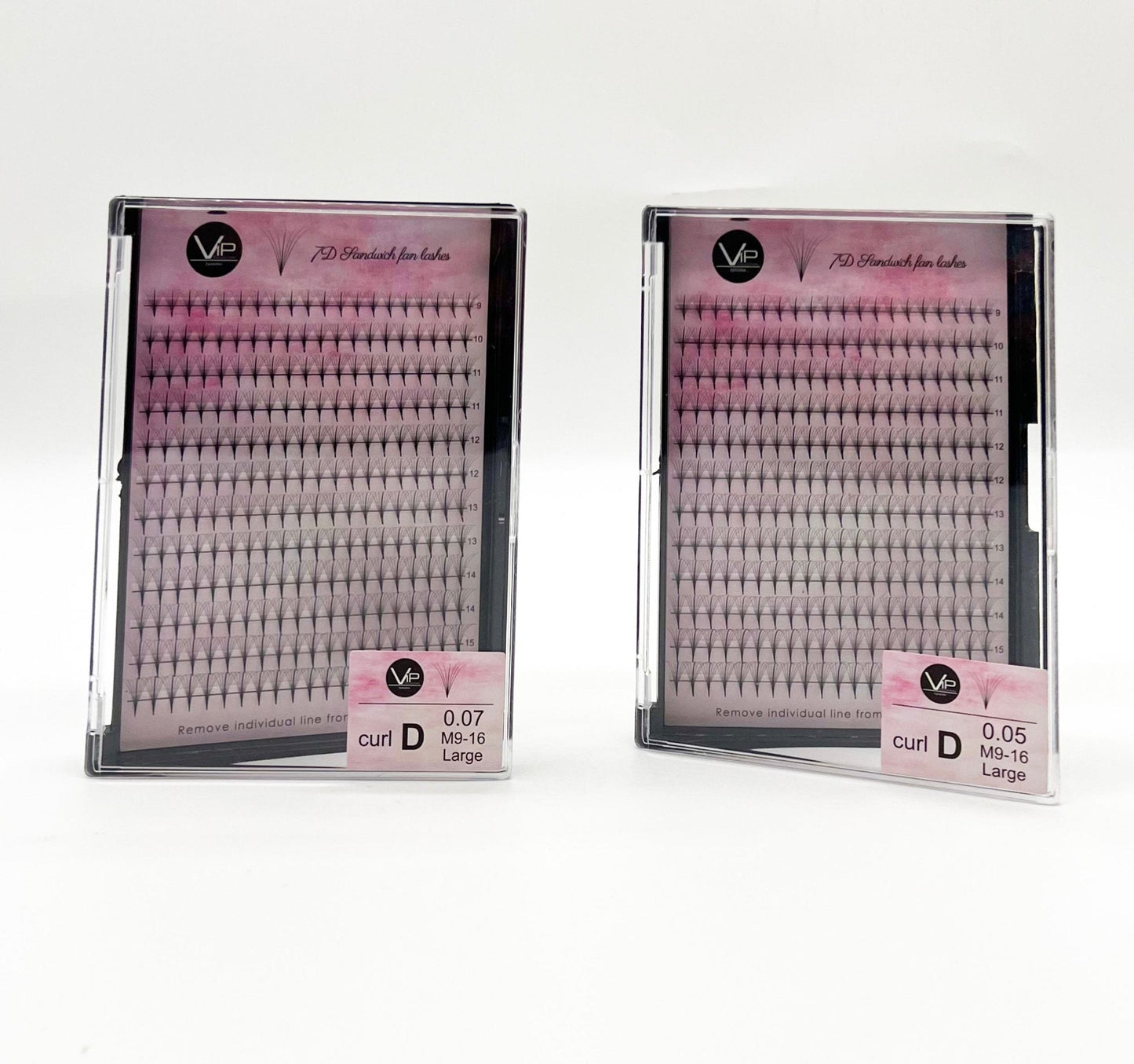 VIP 7D Sandwich Fan Lashes 0.05 12 lines C Mix - D Mix - Regular and Large Trays