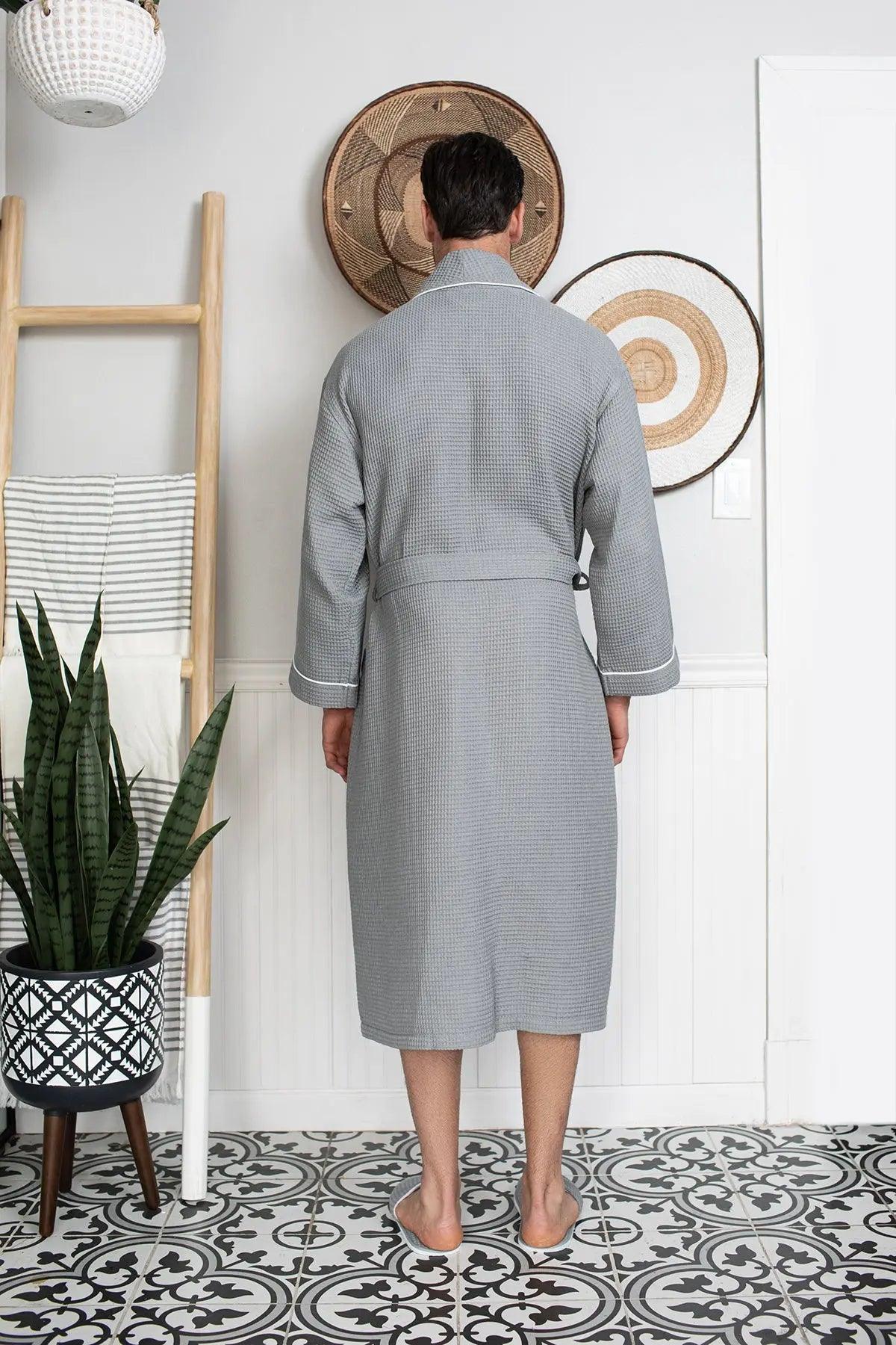 Premium Waffle Piping Robe for Men