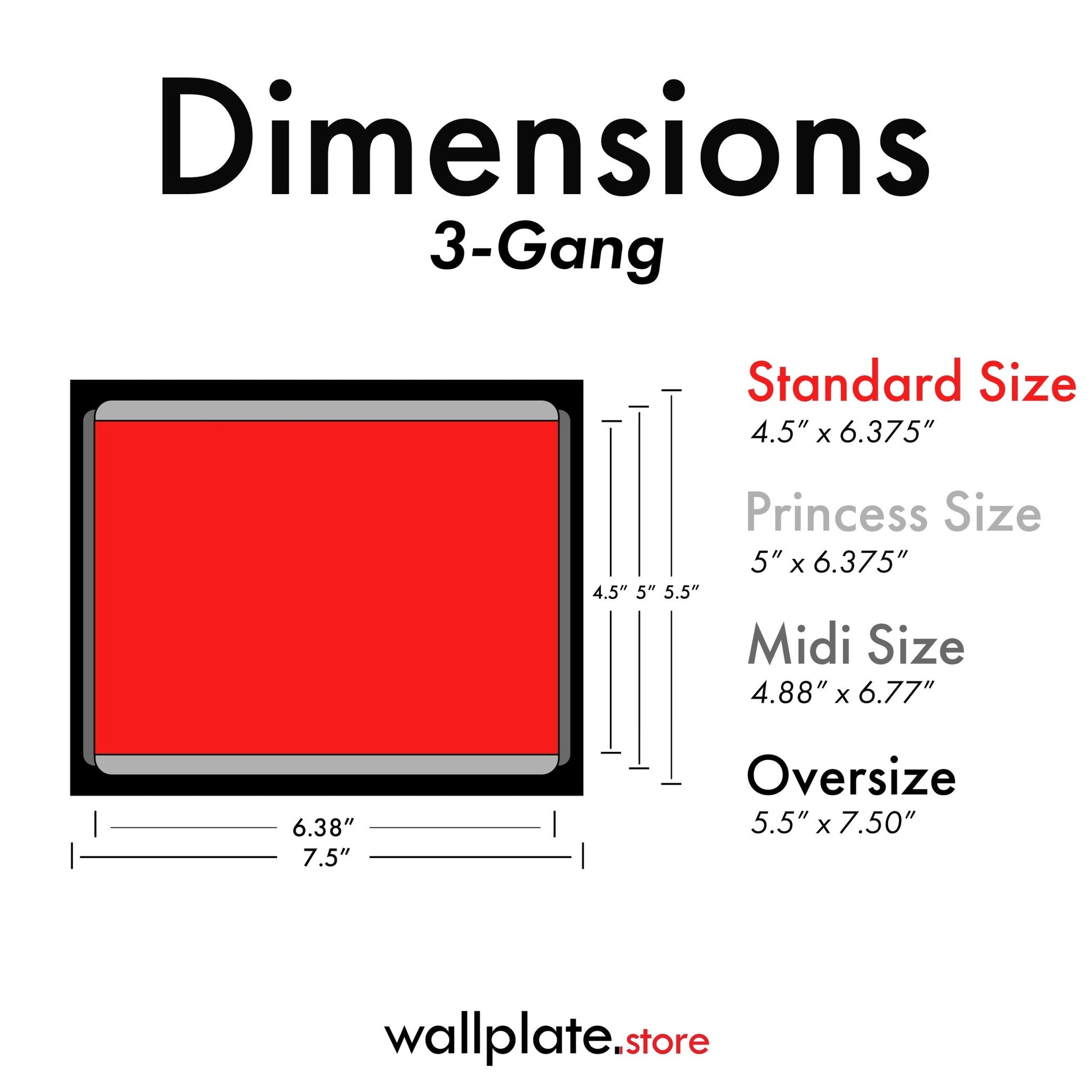 3 Gang Red Metal Duplex Receptacle Wall Plate - Wallplate.Store - Little Red General Store