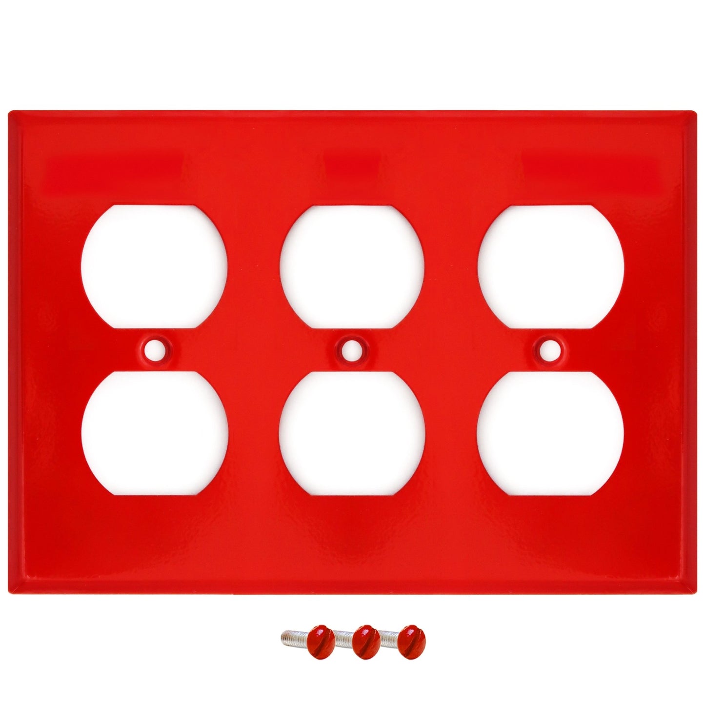 3 Gang Red Metal Duplex Receptacle Wall Plate - Wallplate.Store - Little Red General Store