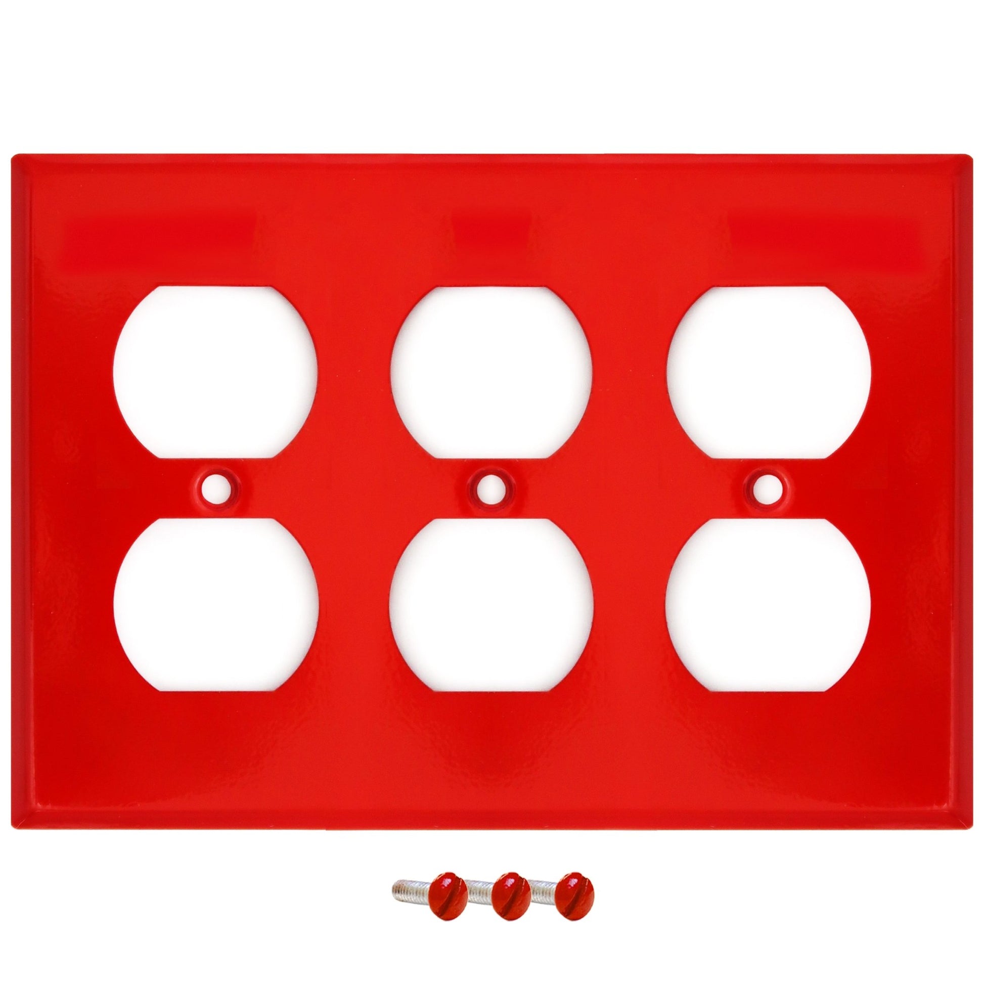 3 Gang Red Metal Duplex Receptacle Wall Plate - Wallplate.Store - Little Red General Store