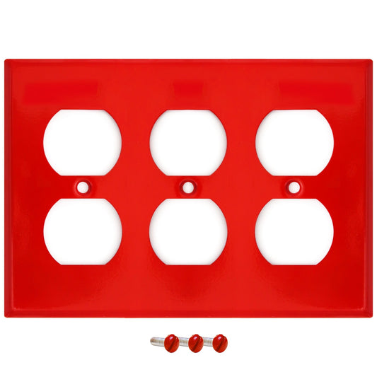 3 Gang Red Metal Duplex Receptacle Wall Plate - Wallplate.Store - Little Red General Store