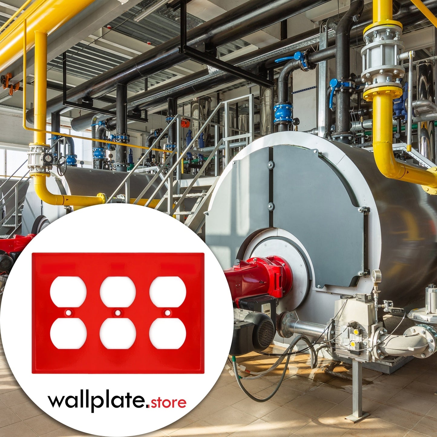 3 Gang Red Metal Duplex Receptacle Wall Plate - Wallplate.Store - Little Red General Store