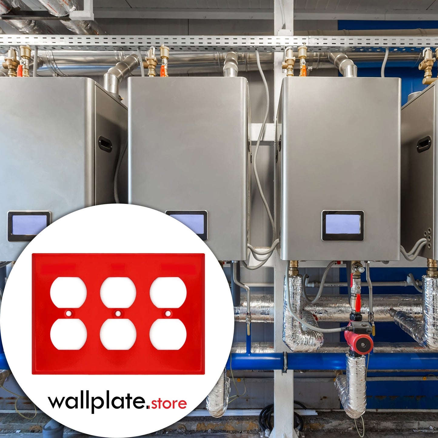 3 Gang Red Metal Duplex Receptacle Wall Plate - Wallplate.Store - Little Red General Store