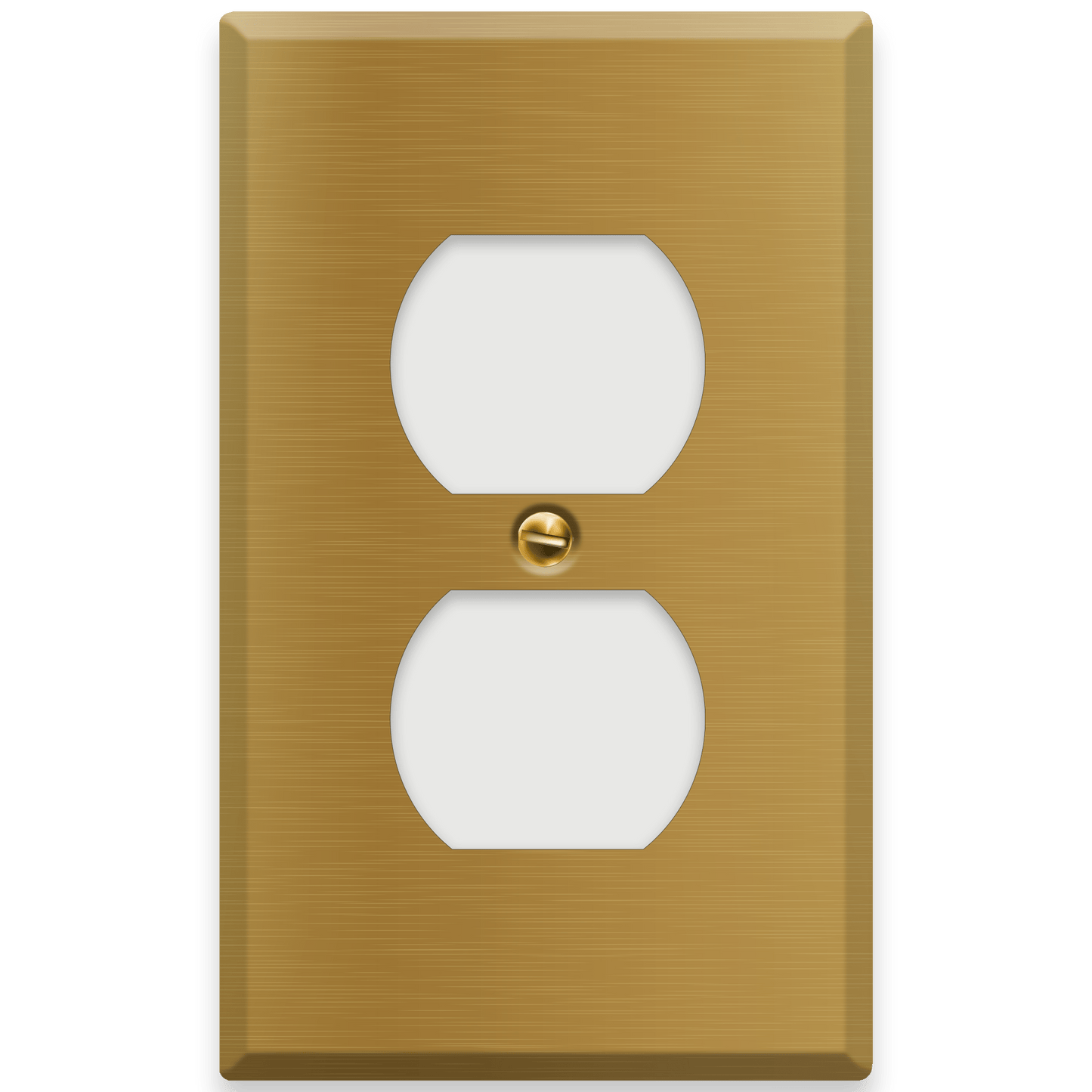 1 - Gang Satin Brass Duplex Receptacle Cover - Wallplate.Store - Little Red General Store