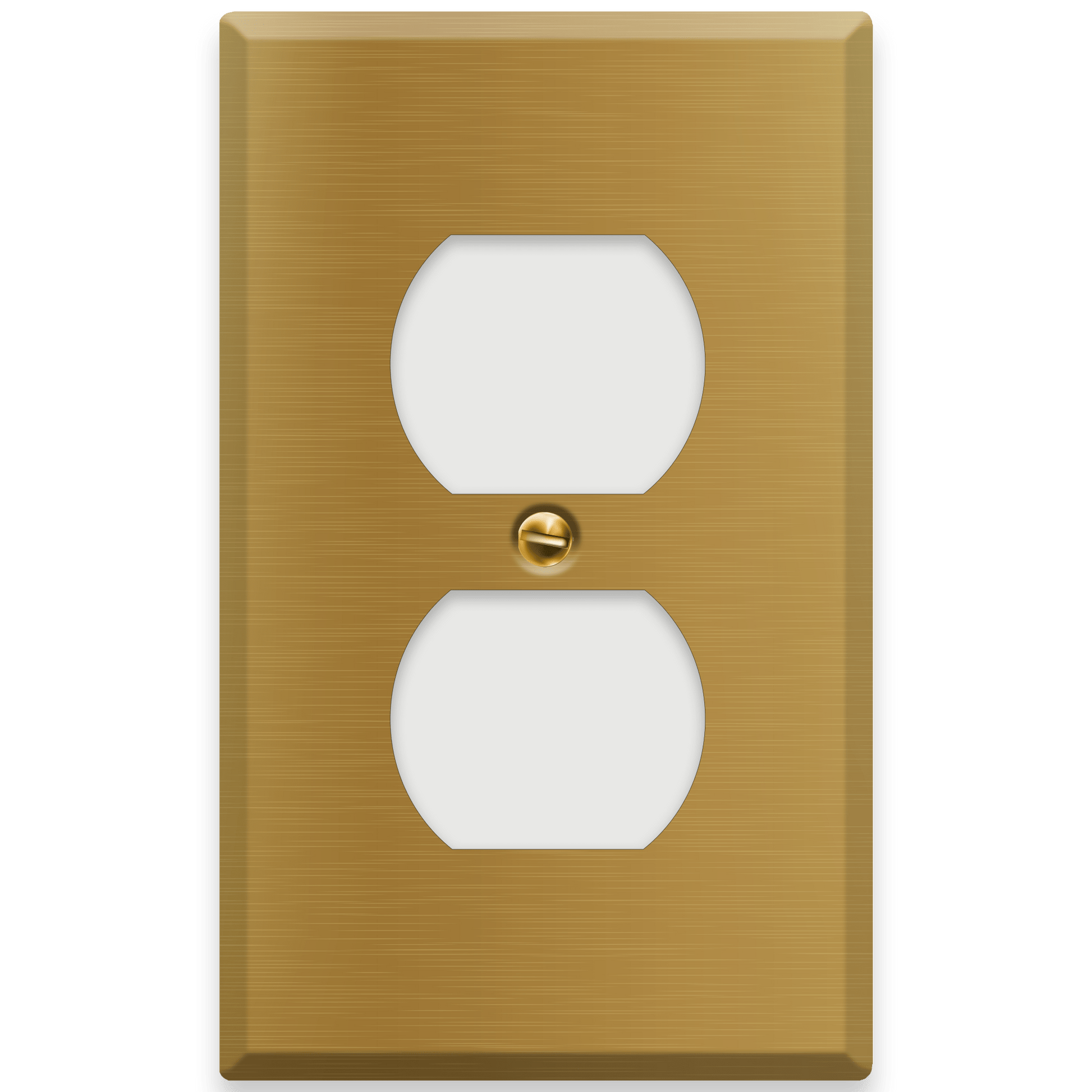 1 - Gang Satin Brass Duplex Receptacle Cover - Wallplate.Store - Little Red General Store