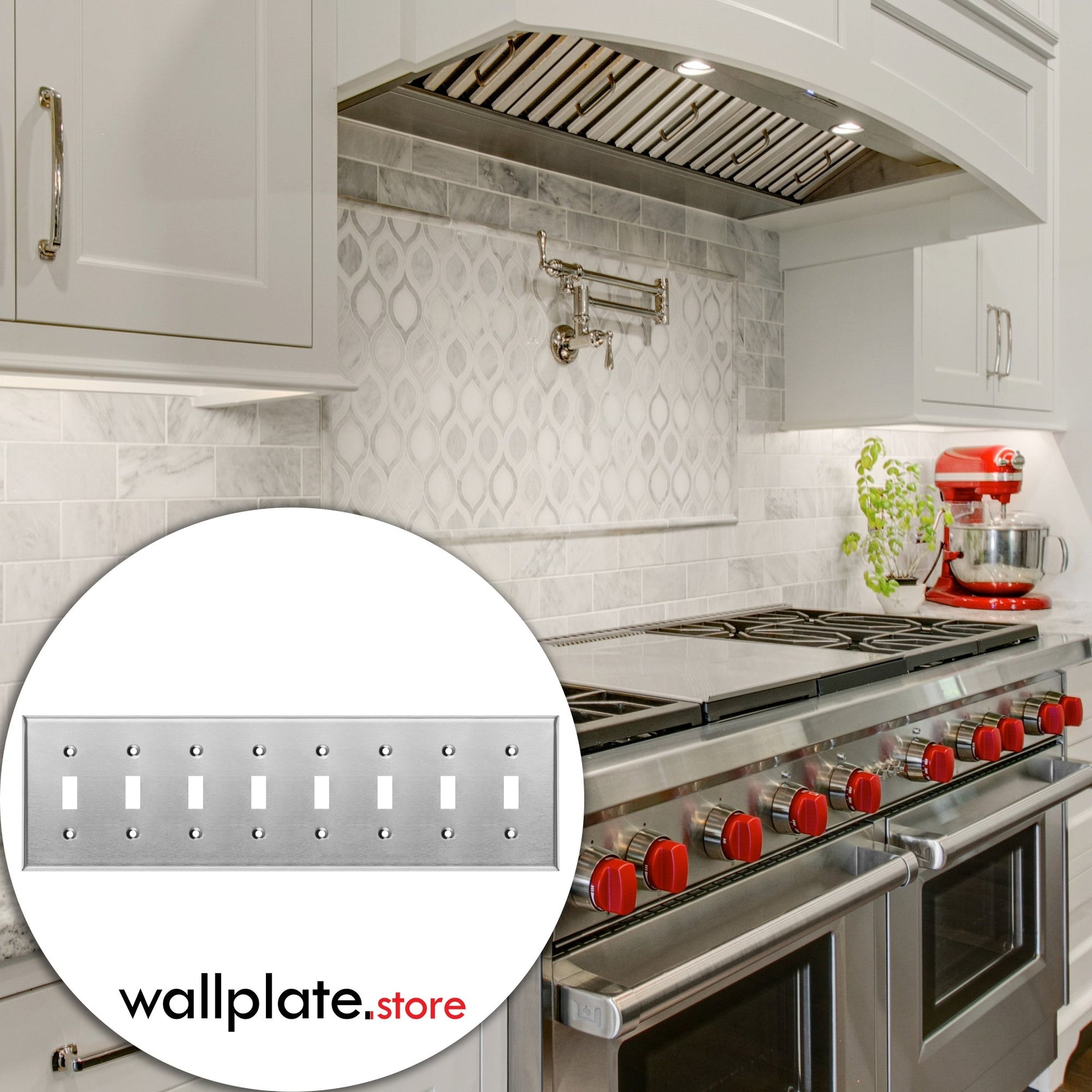 8 Gang Stainless Steel Toggle Switch Wall Plate Cover - Wallplate.Store - Little Red General Store