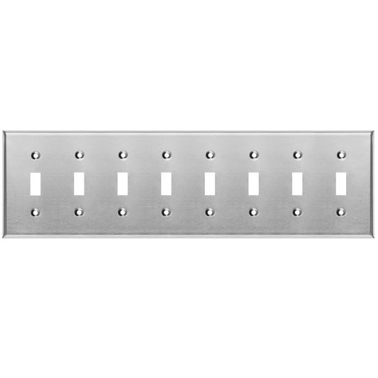 8 Gang Stainless Steel Toggle Switch Wall Plate Cover - Wallplate.Store - Little Red General Store