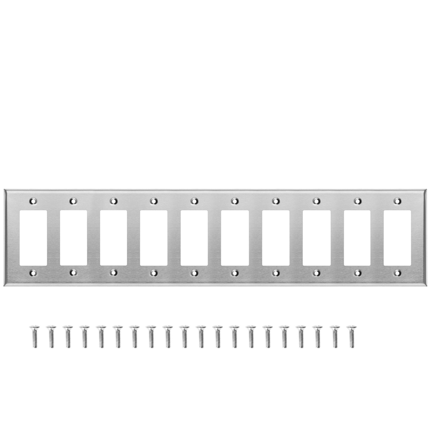 10 Gang Stainless Steel Decora Switch Wall Plate Cover - Wallplate.Store - Little Red General Store
