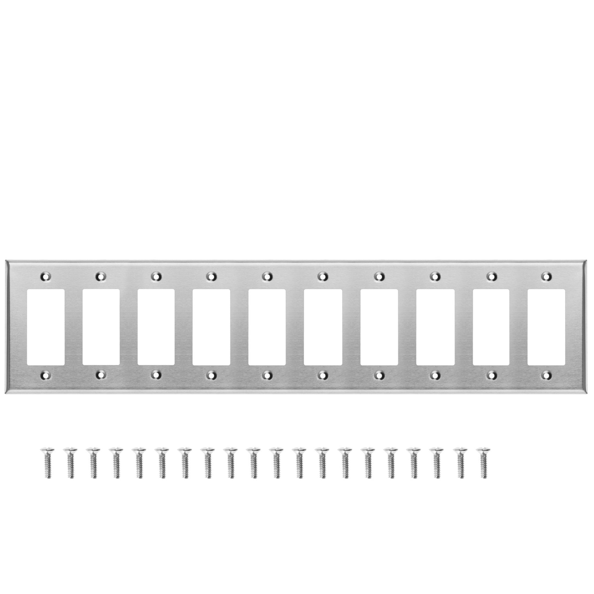 10 Gang Stainless Steel Decora Switch Wall Plate Cover - Wallplate.Store - Little Red General Store