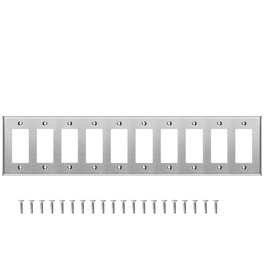 10 Gang Stainless Steel Decora Switch Wall Plate Cover - Wallplate.Store - Little Red General Store
