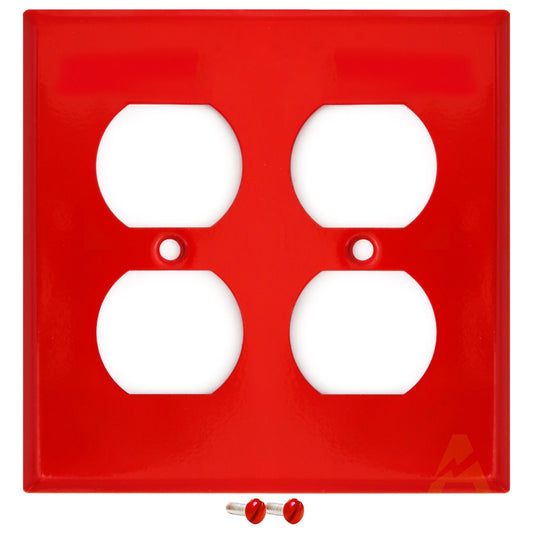 2 Gang Red Metal Duplex Receptacle Wall Plate - Wallplate.Store - Little Red General Store