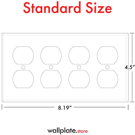4 Gang White Metal Duplex Receptacle Wall Plate - Wallplate.Store - Little Red General Store