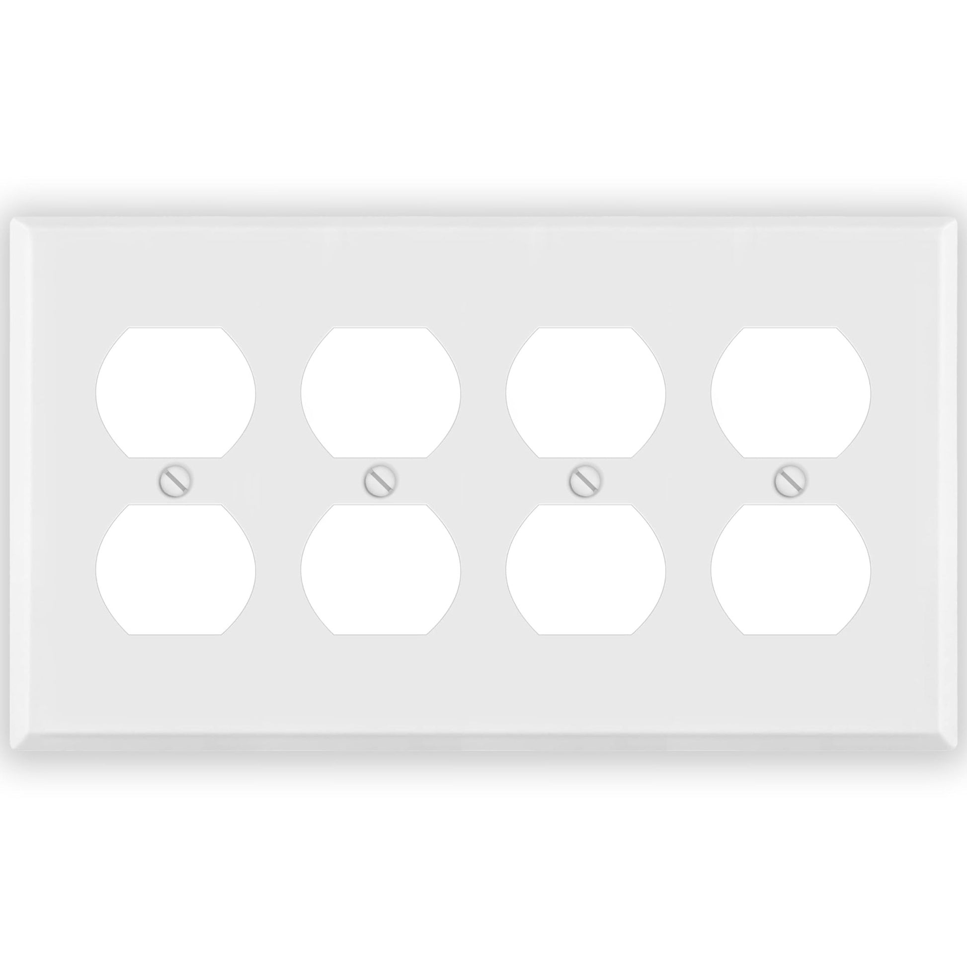 4 Gang White Metal Duplex Receptacle Wall Plate - Wallplate.Store - Little Red General Store