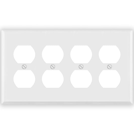 4 Gang White Metal Duplex Receptacle Wall Plate - Wallplate.Store - Little Red General Store