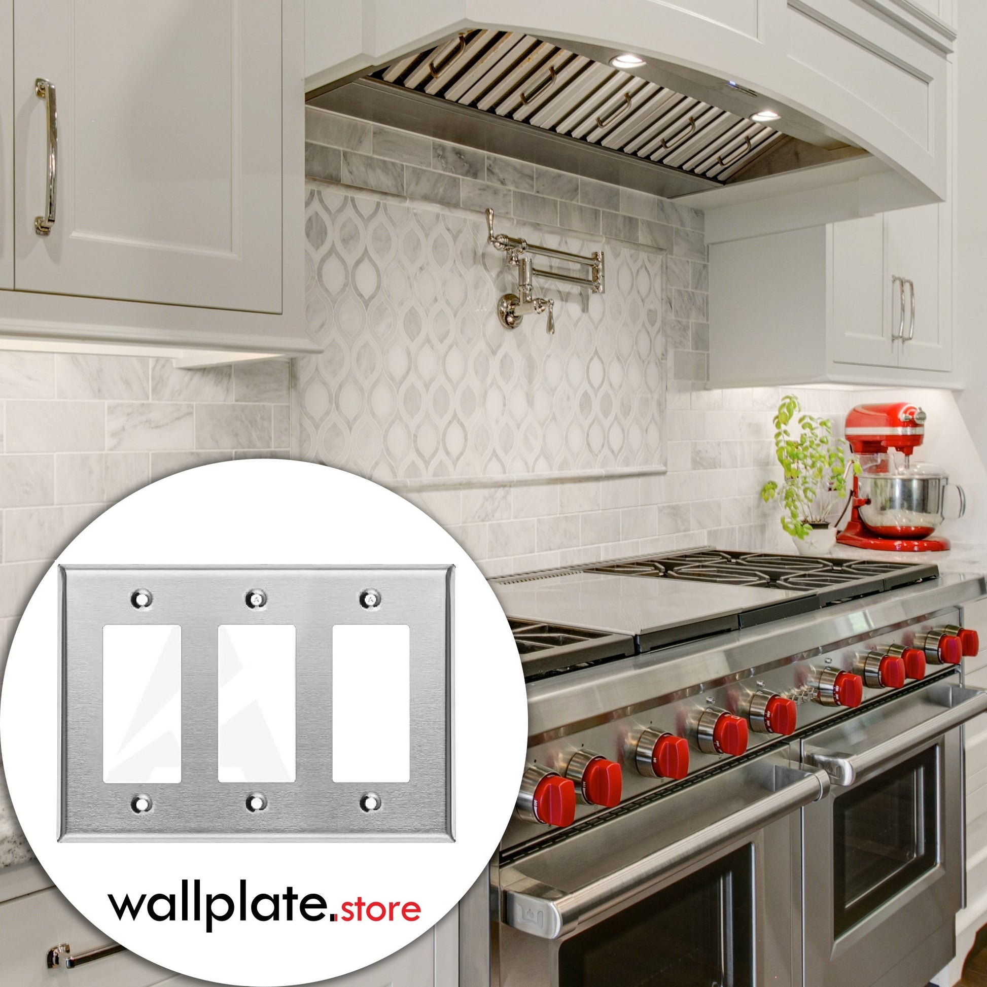 3 Gang Stainless Steel Decora Switch Wall Plate Cover - Wallplate.Store - Little Red General Store