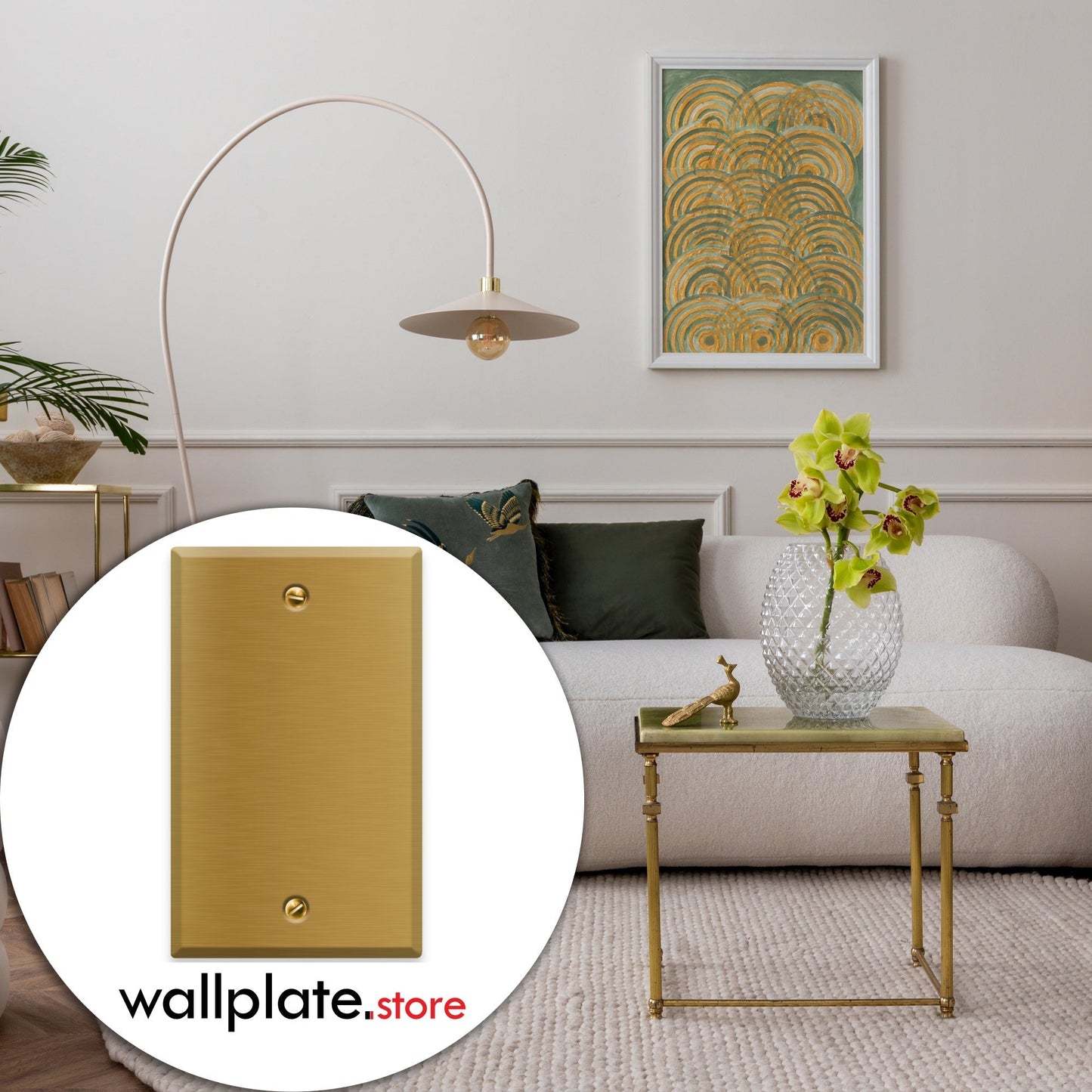 1 - Gang Satin Brass Blank Wall Plate Cover - Wallplate.Store - Little Red General Store