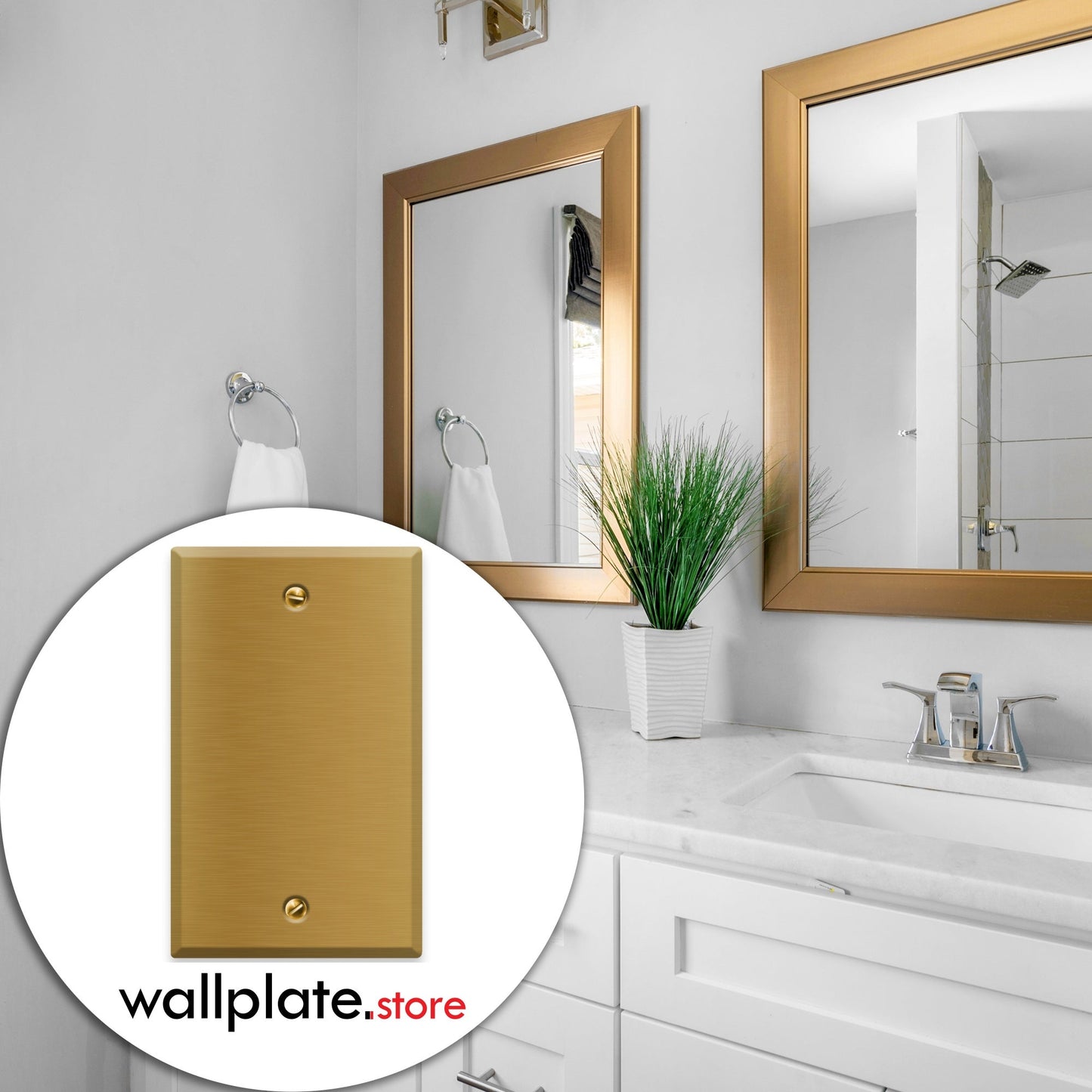 1 - Gang Satin Brass Blank Wall Plate Cover - Wallplate.Store - Little Red General Store