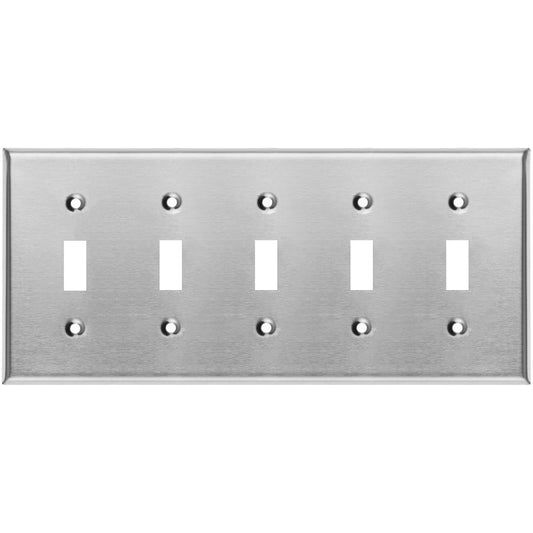 5 Gang Stainless Steel Toggle Switch Wall Plate Cover - Wallplate.Store - Little Red General Store