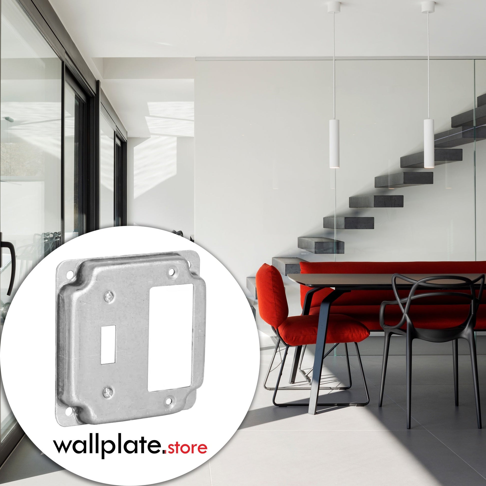 4 inch Square Galvanized Steel Toggle and Rocker Switch Electrical Box Cover - Wallplate.Store - Little Red General Store