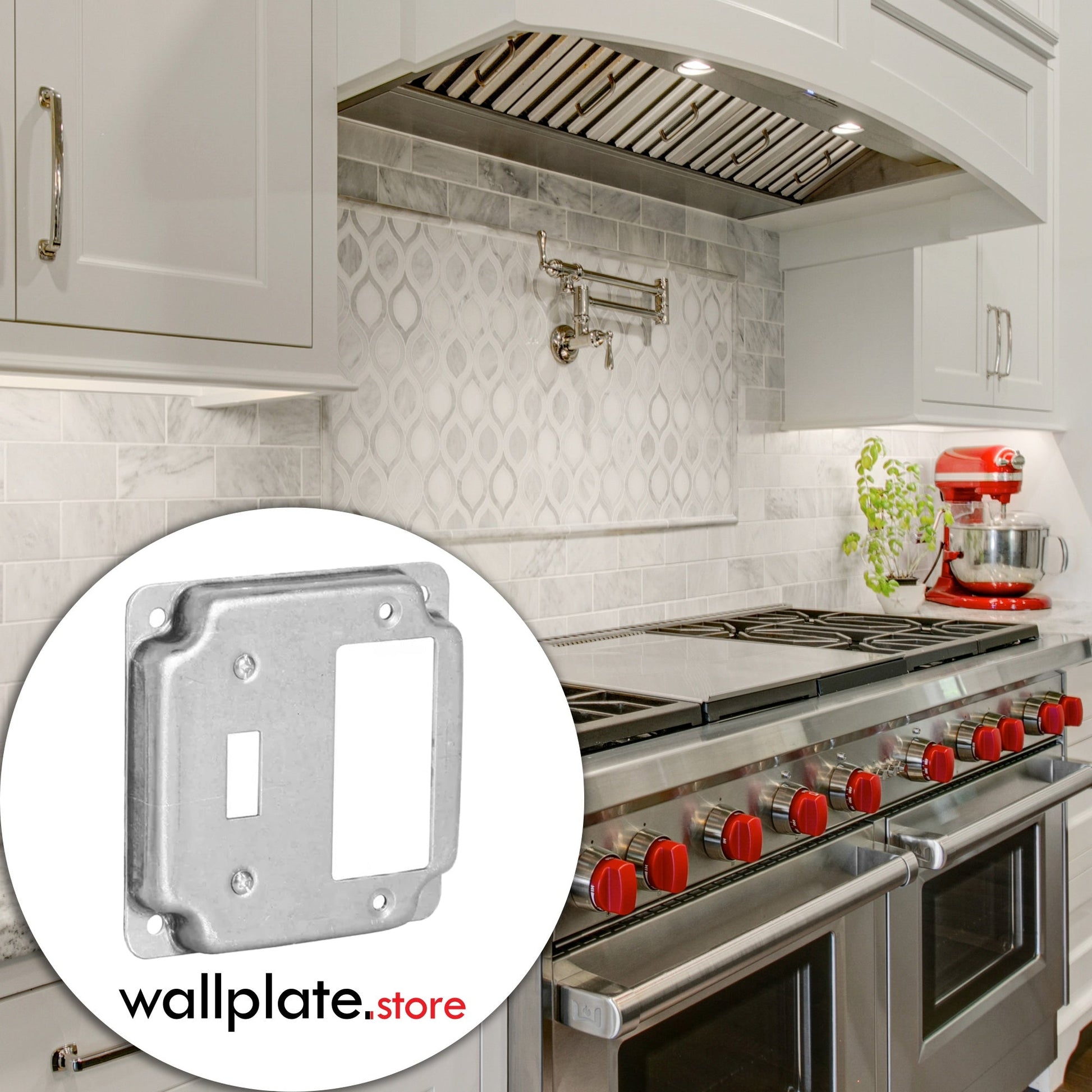 4 inch Square Galvanized Steel Toggle and Rocker Switch Electrical Box Cover - Wallplate.Store - Little Red General Store