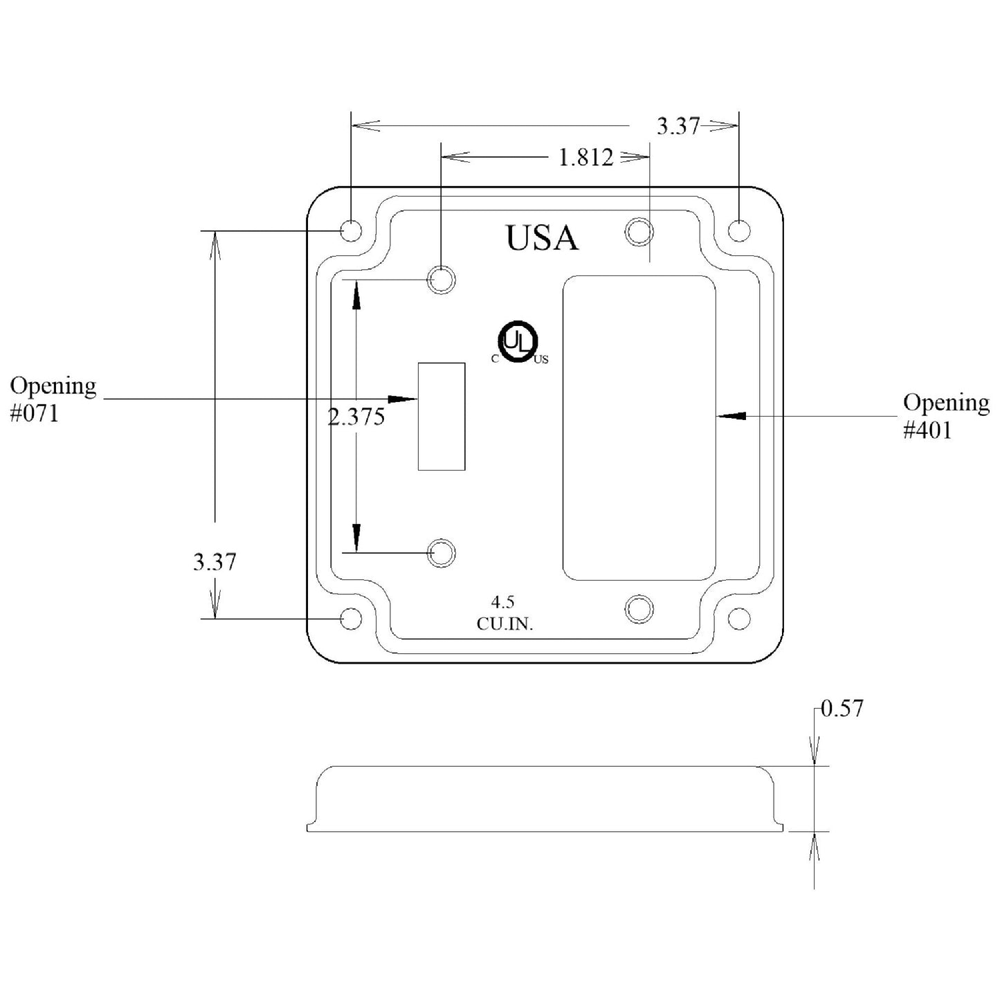 4 inch Square Galvanized Steel Toggle and Rocker Switch Electrical Box Cover - Wallplate.Store - Little Red General Store